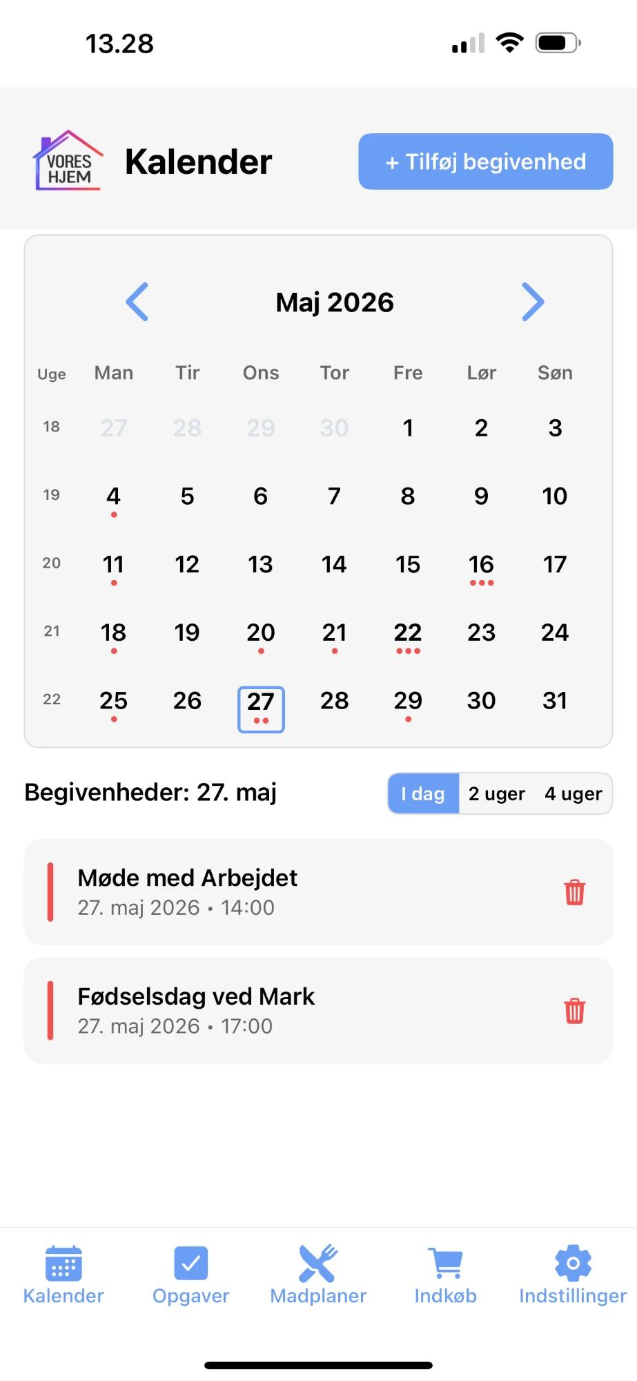 Begivenheder i kalender