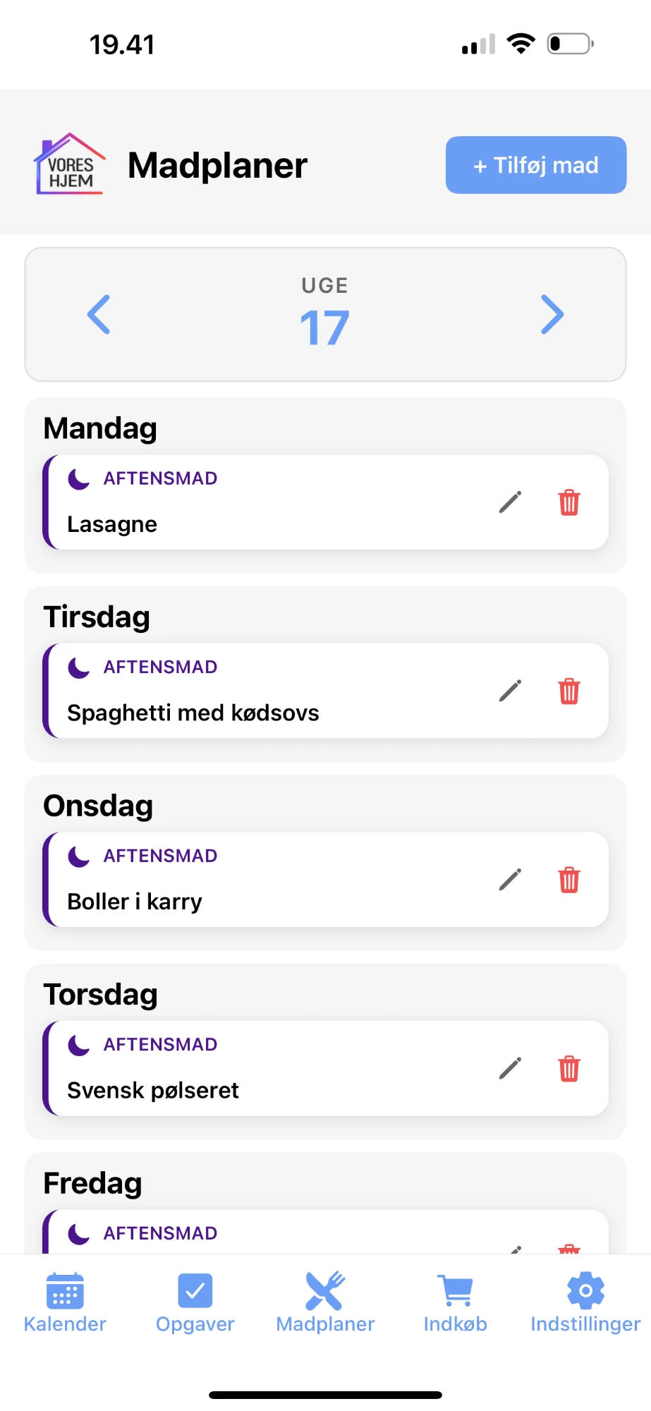 Fuldt planlagt uge