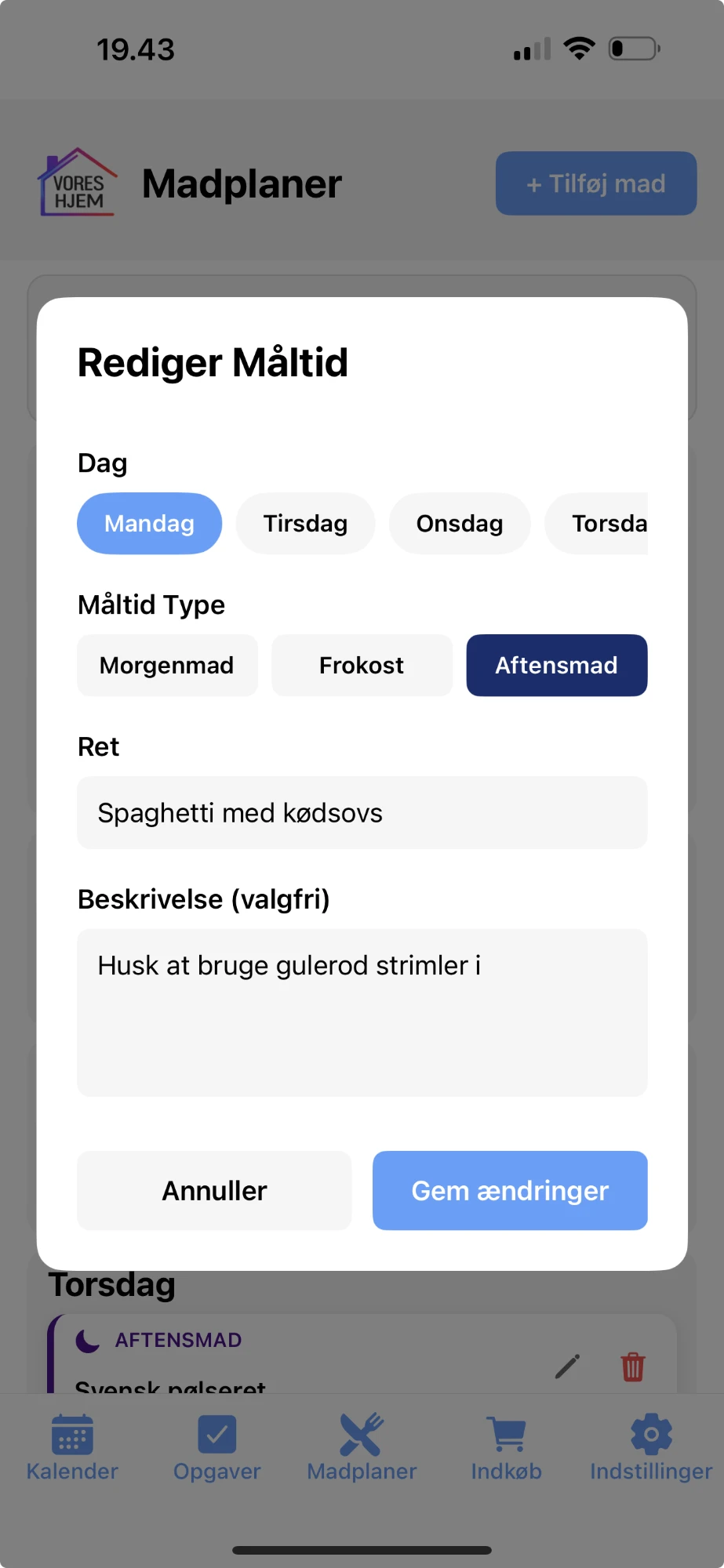 Tilføj måltid