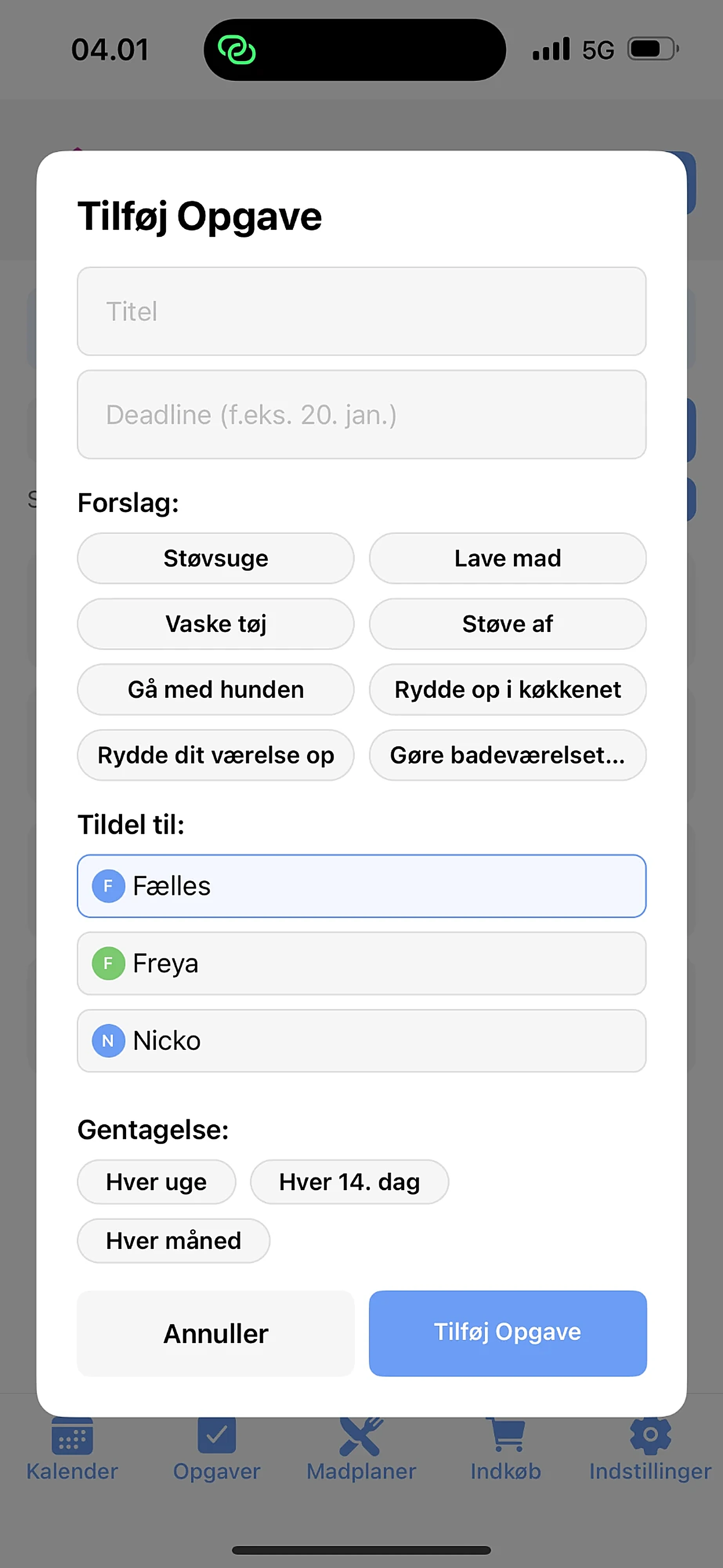 Tilføj opgave